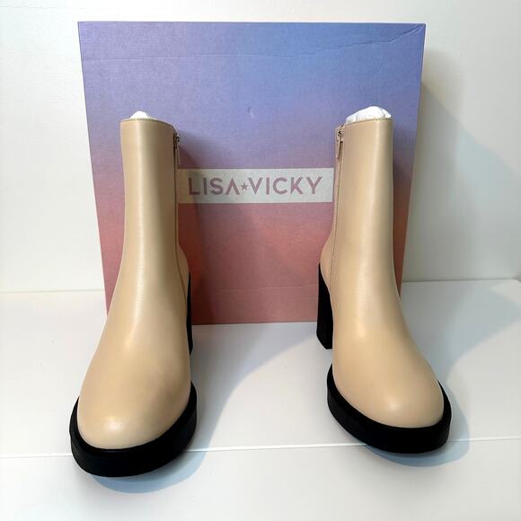 Lisa Vicky VALID-V Ankle Boots Women’s 7.5 Beige Polish Calf with Box NEW - Picture 4 of 6